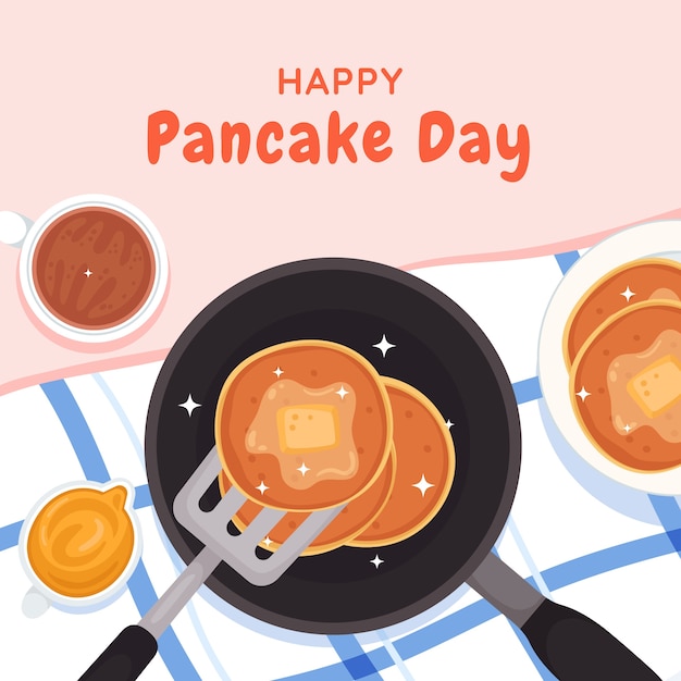 Flat pancake day illustration