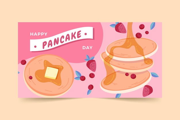 Flat pancake day social media post template