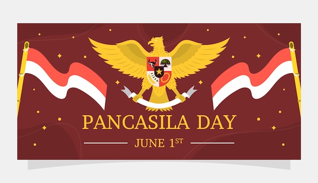 Free vector flat pancasila day horizontal banner template