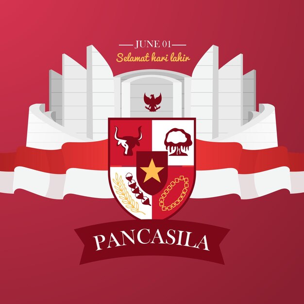 Flat pancasila day illustration