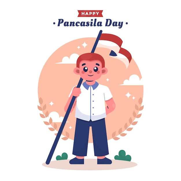 Flat pancasila day illustration