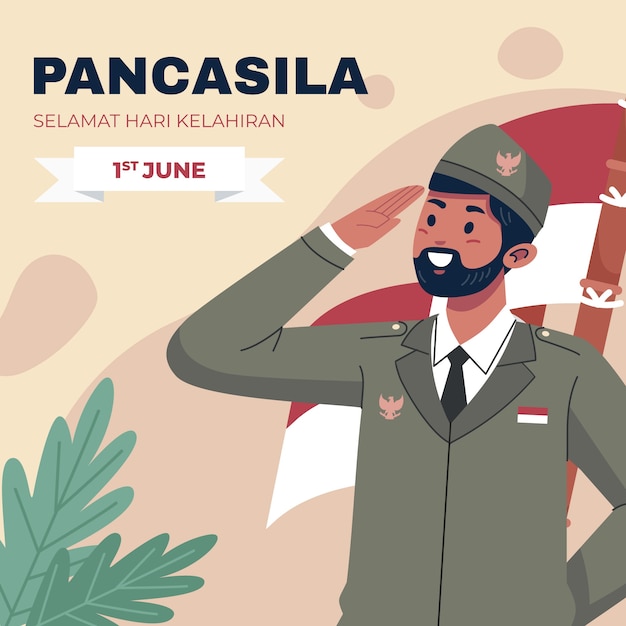 Flat pancasila day illustration