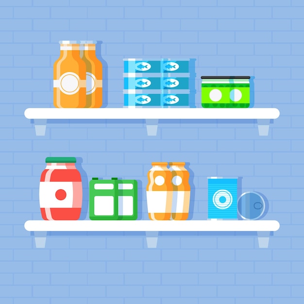 Free vector flat pantry illustration with shelf