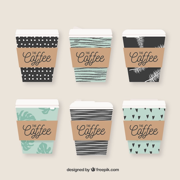 Free Vector flat paper coffee cup collection