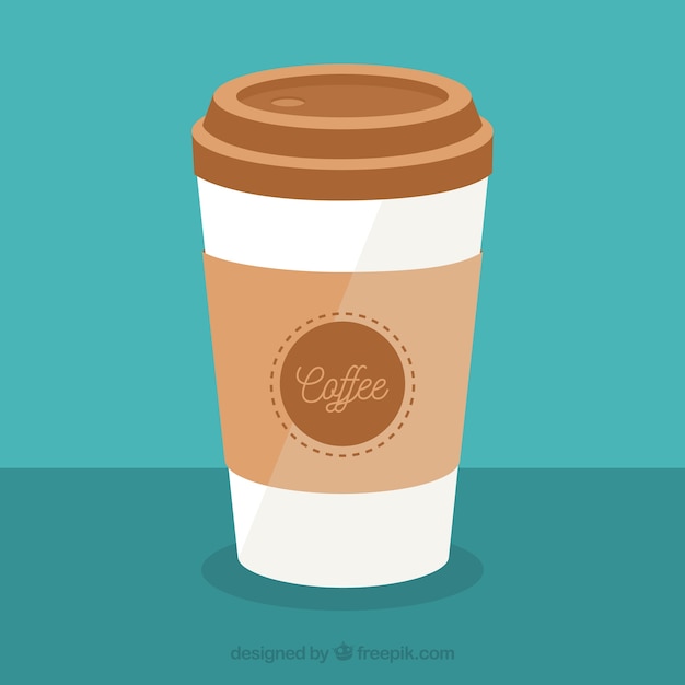 Flat paper coffee cup with frontal view