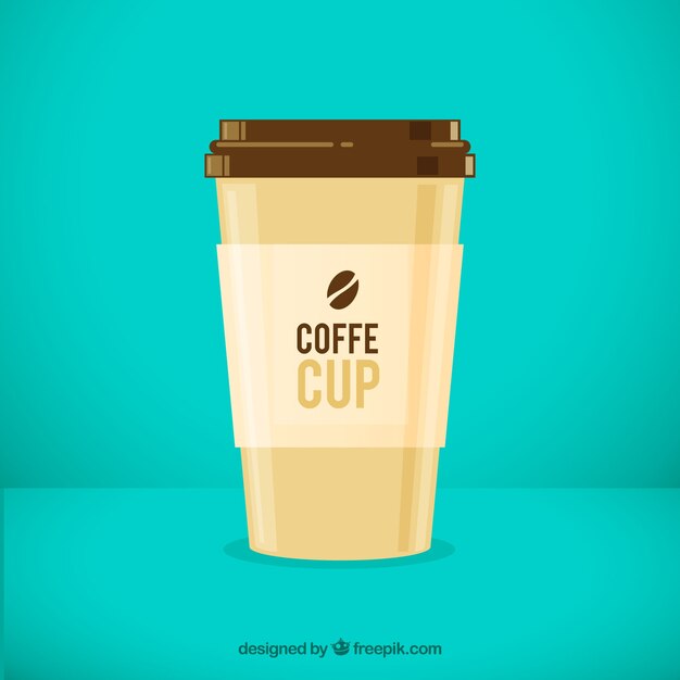 Flat paper coffee cup