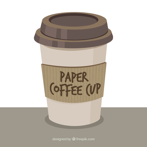 Flat paper coffee cup