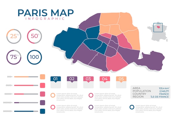 Flat paris map infographics