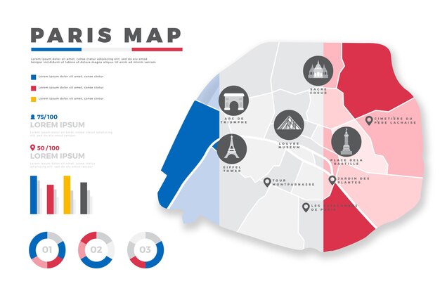 Flat paris map infographics