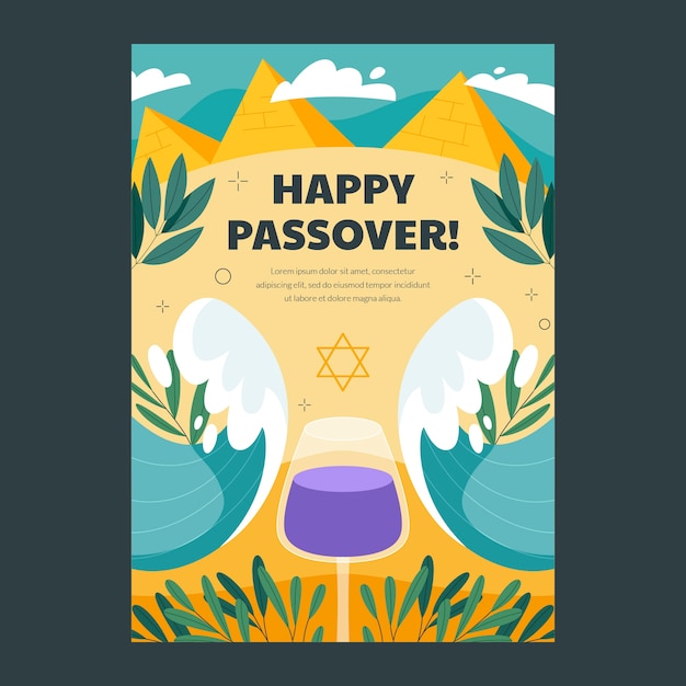 Free Vector flat passover greeting card template