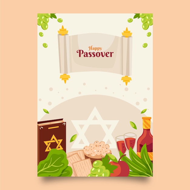 Free Vector flat passover greeting card template