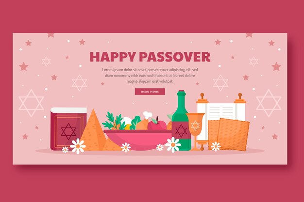 Flat passover horizontal banner template