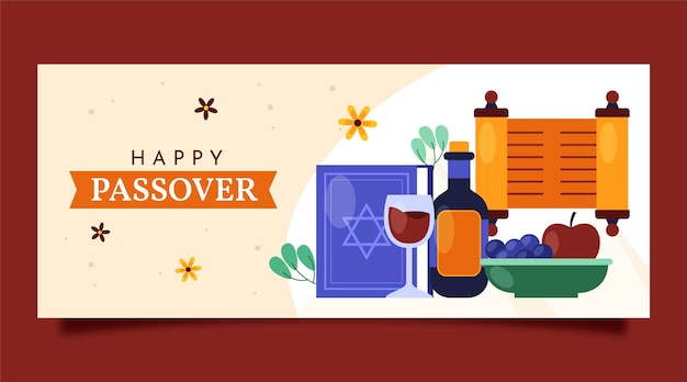 Flat passover horizontal banner template