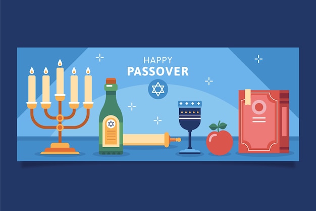 Flat passover horizontal banner template