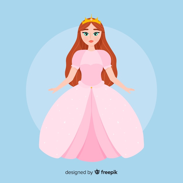 Flat pastel color princess illustration