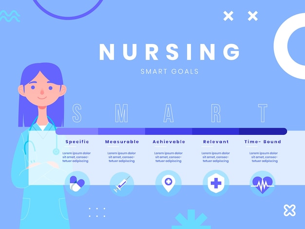 Flat pastel nursing smart goals general infographic template