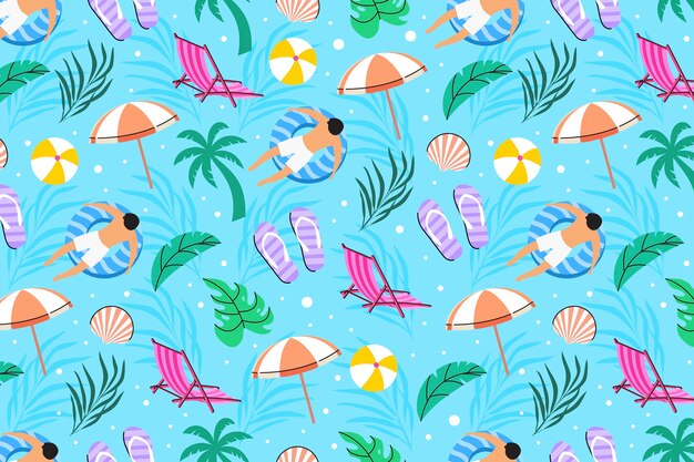 Flat pastel summer pattern design