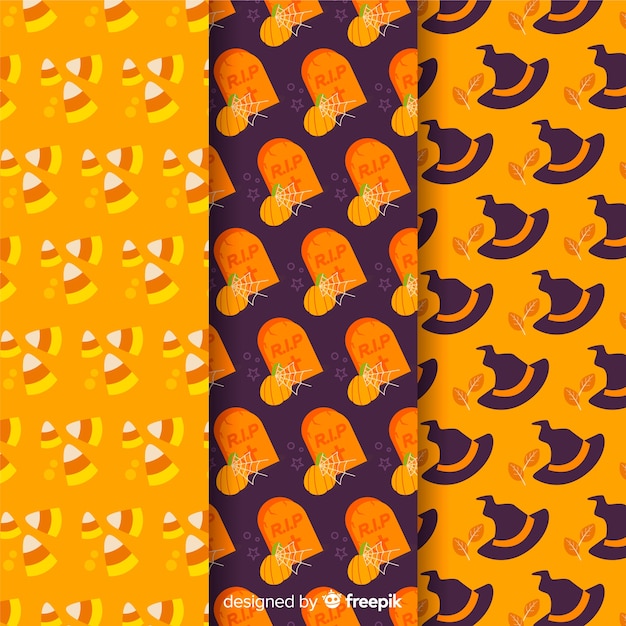 Free vector flat pattern collection with halloween accessories