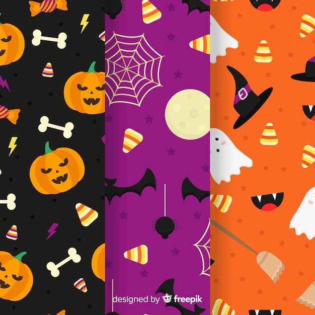 Flat pattern collection with halloween decor