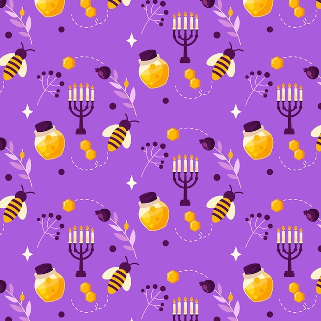 Flat pattern design for jewish new year rosh hashanah celebration