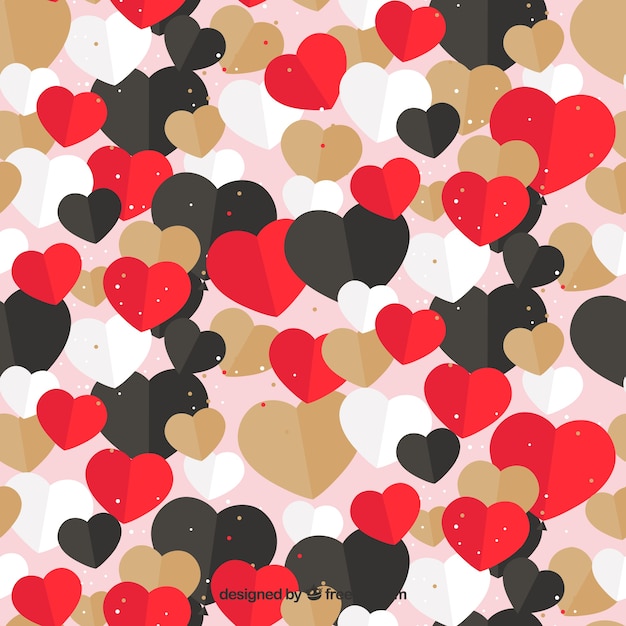 Free Vector flat pattern with hearts in different colors for valentine's day