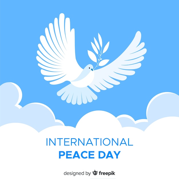 Flat peace day background with dove