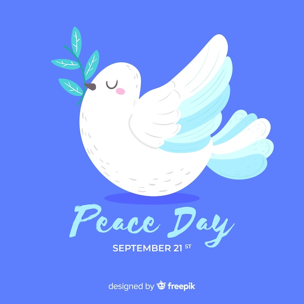 Flat peace day background with dove