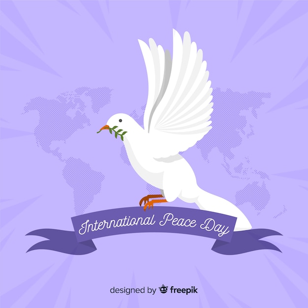 Free Vector flat peace day background with a dove