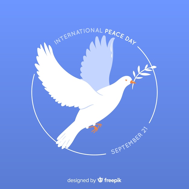 Flat peace day background with a dove