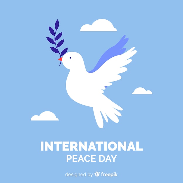 Flat peace day background with dove