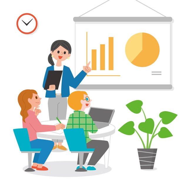 Flat people on business training illustration