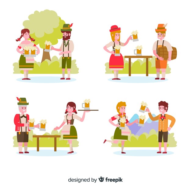 Flat people celebrating oktoberfest