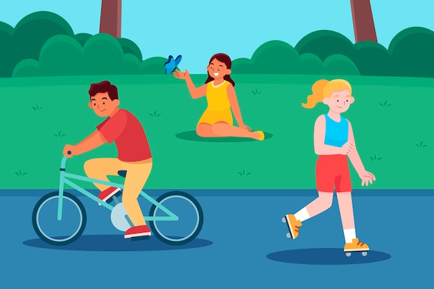 Free Vector flat people doing activities outdoors