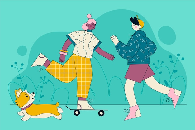 Free Vector flat people doing different outdoor activities