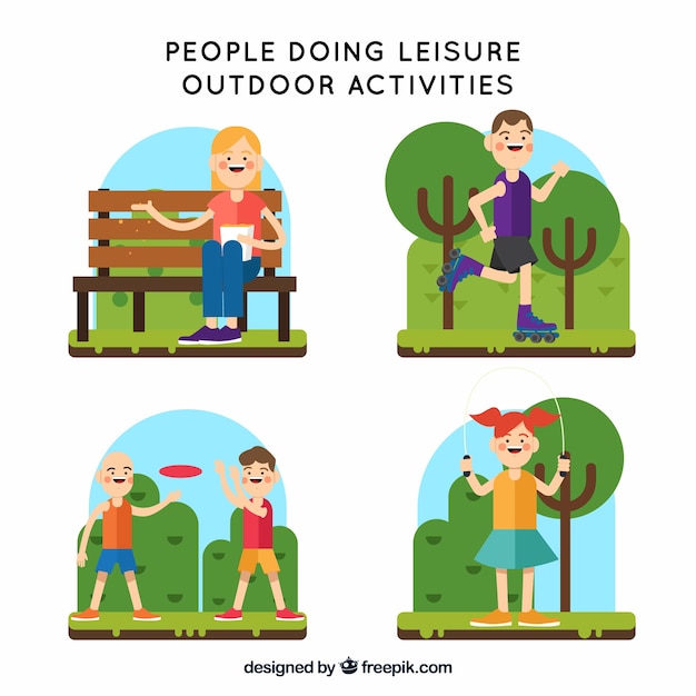 Free Vector flat people doing leisure outdoor activities