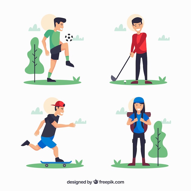 Free Vector flat people doing leisure outdoor activities