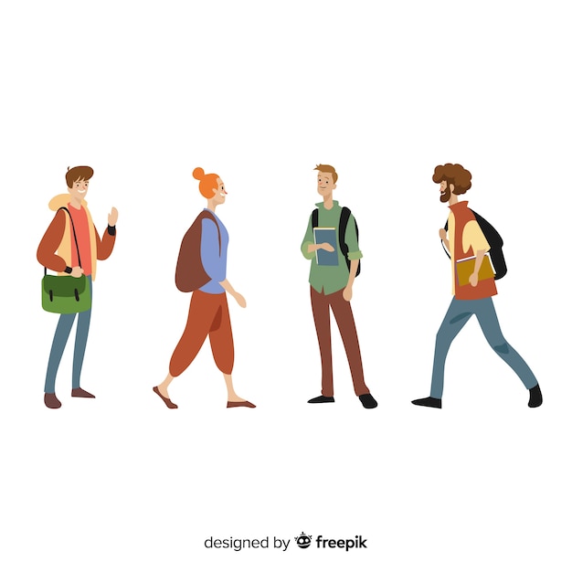 Free Vector flat people going to university collection