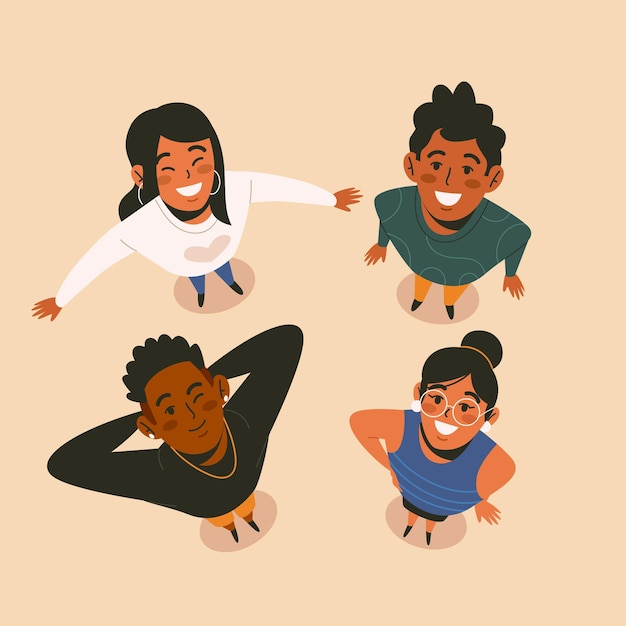 Free Vector flat people looking up illustrated