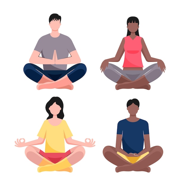 Free Vector flat people meditating illustrated