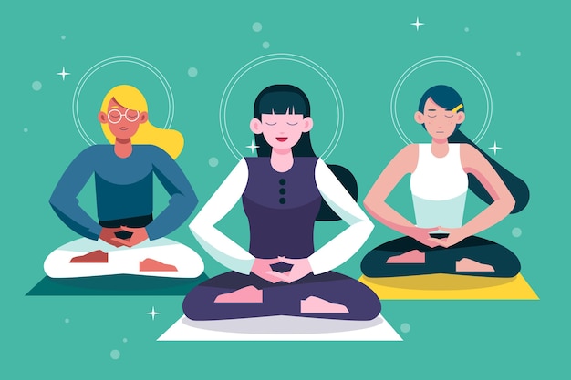 Flat people meditating illustration