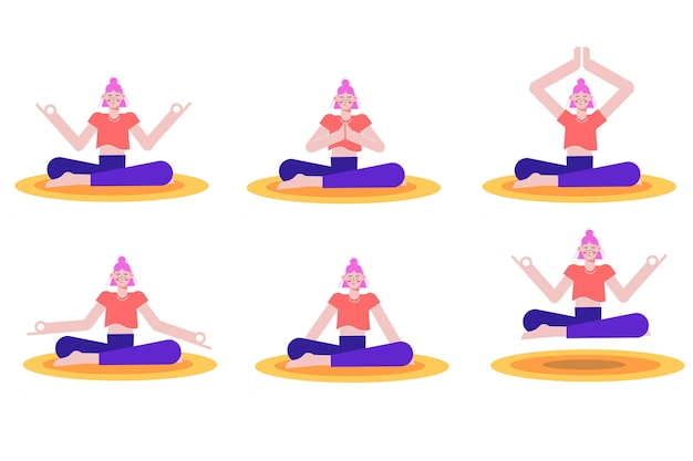 Free Vector flat people meditating illustration