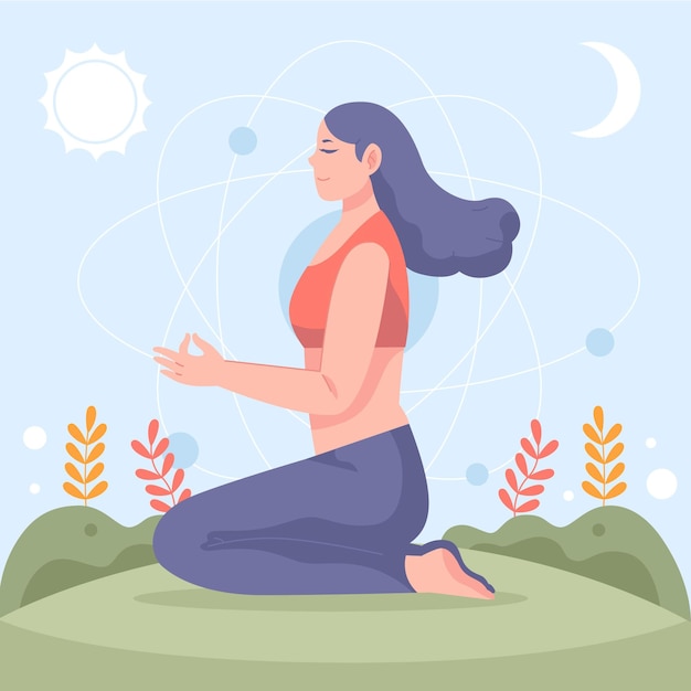 Flat people meditating illustration