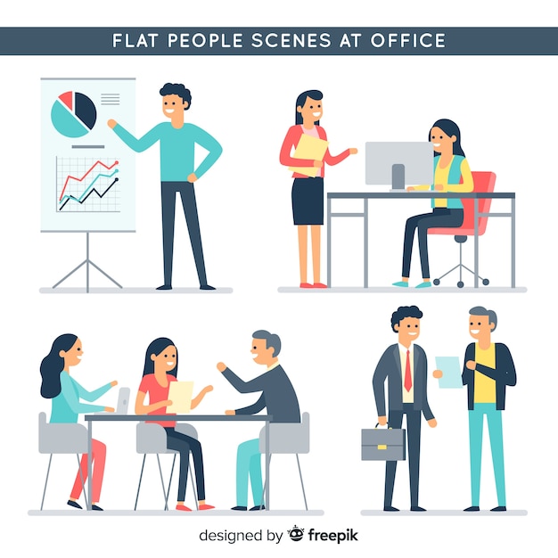 Flat people at the office collection