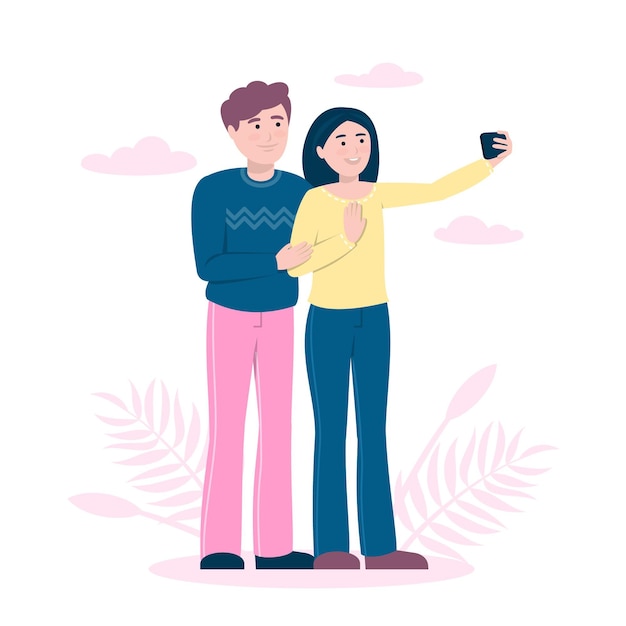 Free Vector flat people taking selfies together