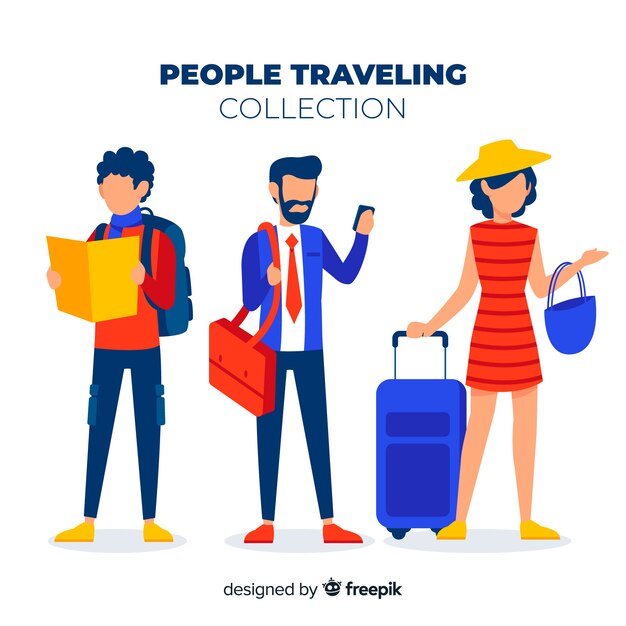 Flat people traveling collection