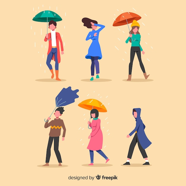 Free Vector flat people walking in autumn 