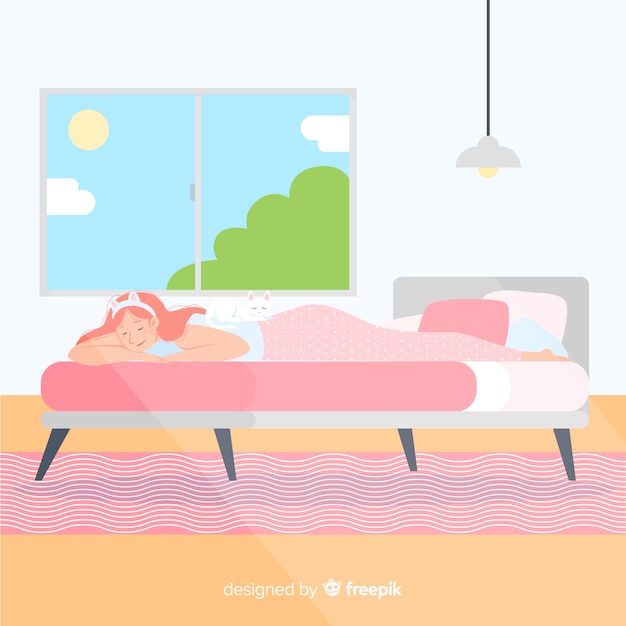 Free Vector flat person sleeping in bed background