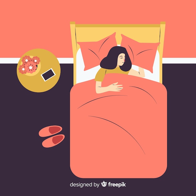 Free Vector flat person sleeping in bed