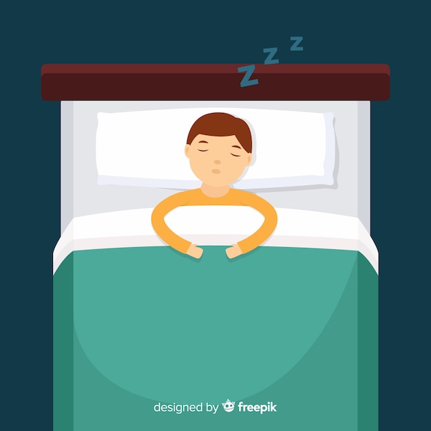 Flat person sleeping in bed