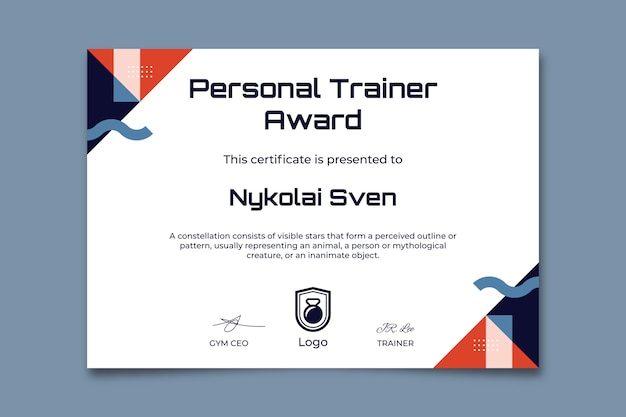 Flat personal trainer certificate